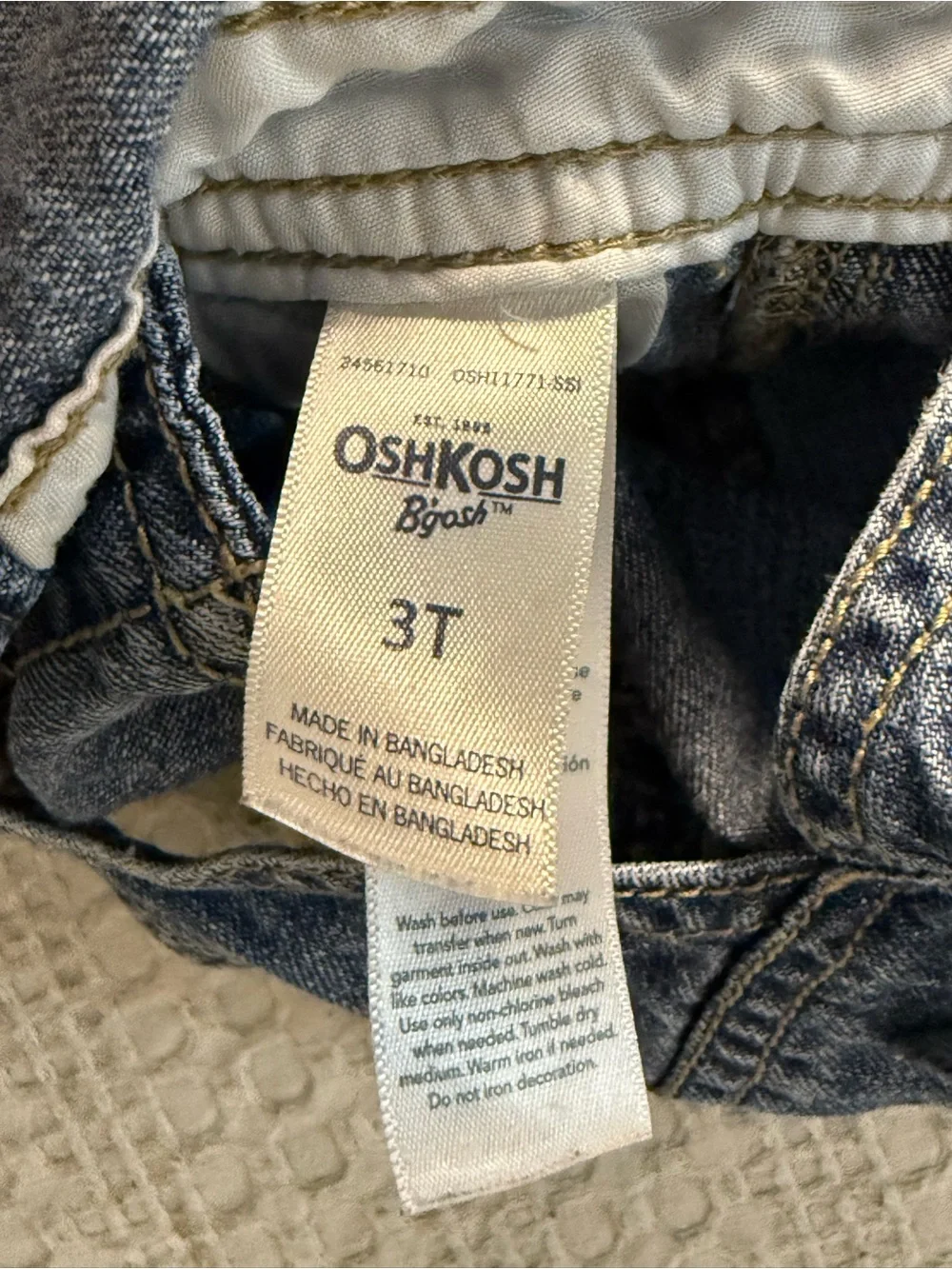 OshKosh B'gosh Blue Denim Overalls with Red-Trim Striped Straps